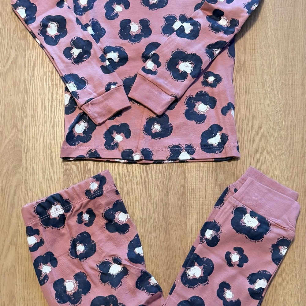 Girls' Floral Print Long Sleeve Pajama Set - Dusty Mauve